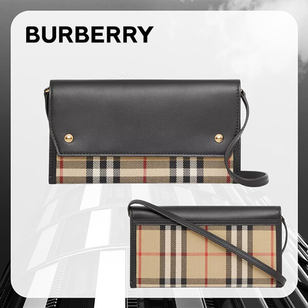 【バーバリー バッグ 偽物】ヴィンテージチェック&レザー フォンケース 80418021